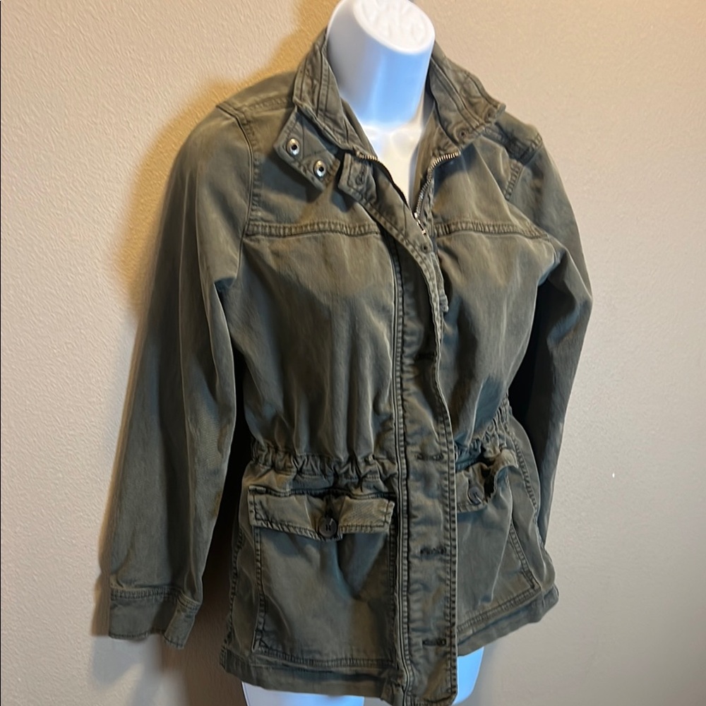 Lucky Brand Women’s Utility Jacket Green Zip and Button Size Small - Picture 3 of 11